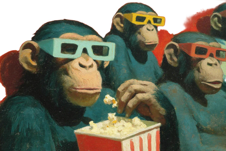 Chimps At Movies Vinyl Car Decal Sticker – Waterproof & UV-Resistant 8"