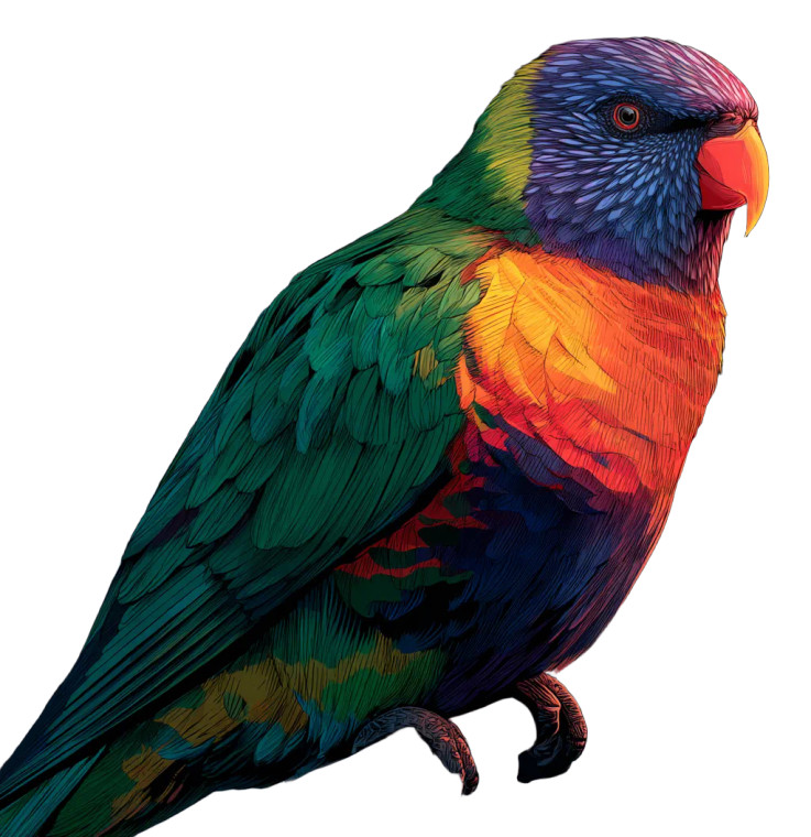 Rainbow Lorikeet Illustration Vinyl Car Decal Sticker – Waterproof & UV-Resistant 8"