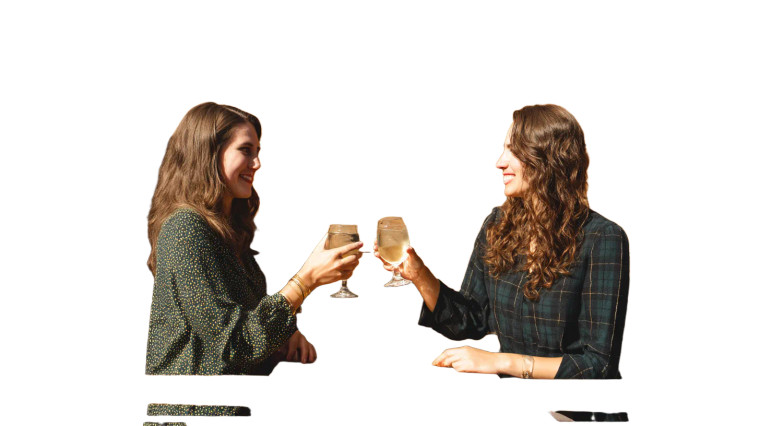 Women Clinking Glasses Vinyl Car Decal Sticker – Waterproof & UV-Resistant 8"