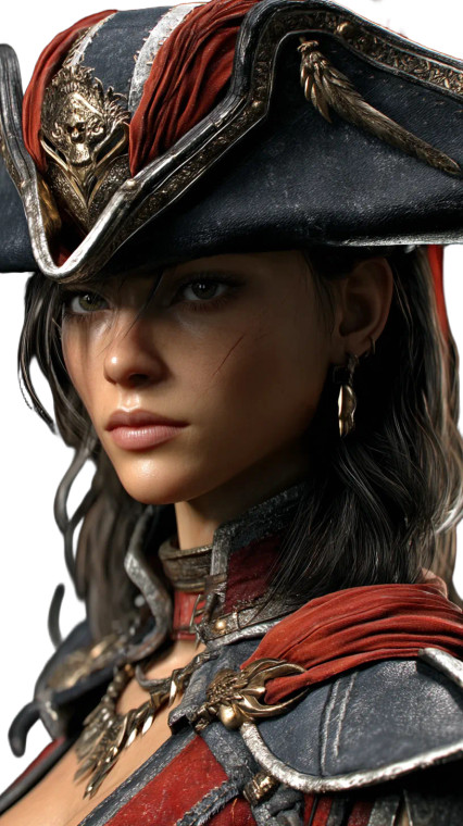 Female Pirate Portrait V2 Vinyl Car Decal Sticker – Waterproof & UV-Resistant 8"