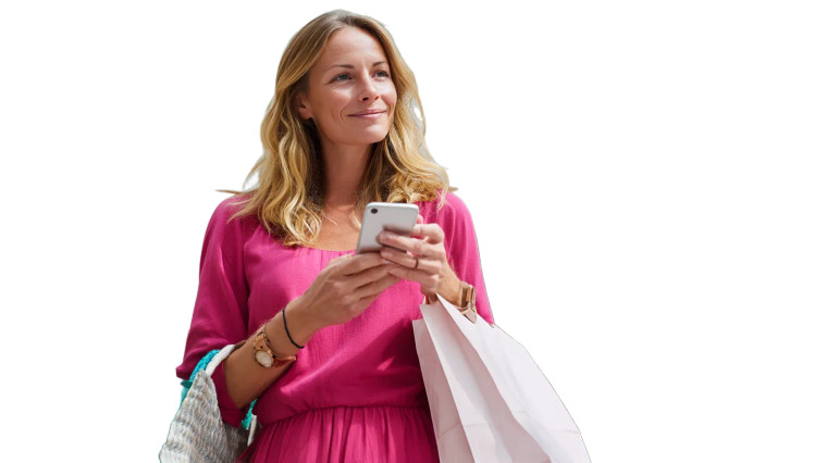 Woman Shopping V2 Vinyl Car Decal Sticker – Waterproof & UV-Resistant 8"