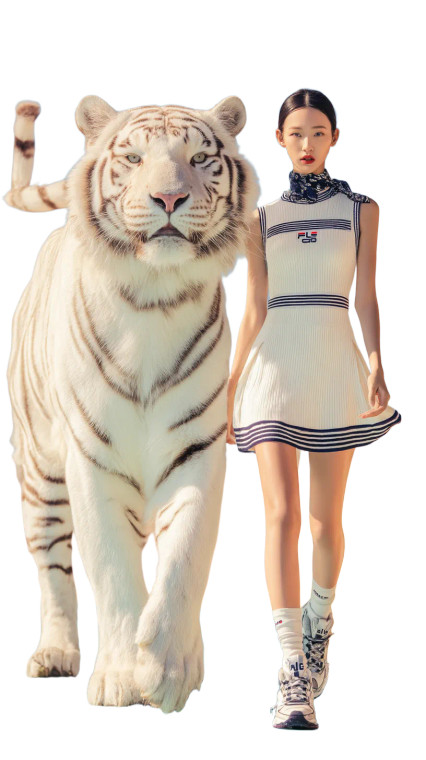 Korean Woman With Tiger Vinyl Car Decal Sticker – Waterproof & UV-Resistant 8"