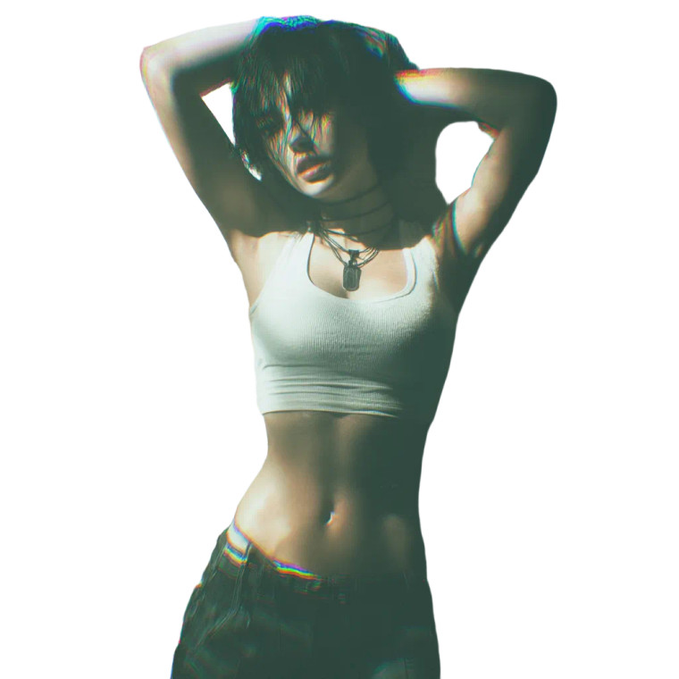 Glitchcore Babe Vinyl Car Decal Sticker – Waterproof & UV-Resistant 8"