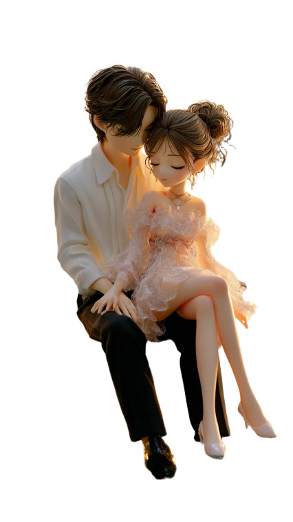 Chibi Tokien Couple Vinyl Car Decal Sticker – Waterproof & UV-Resistant 8"