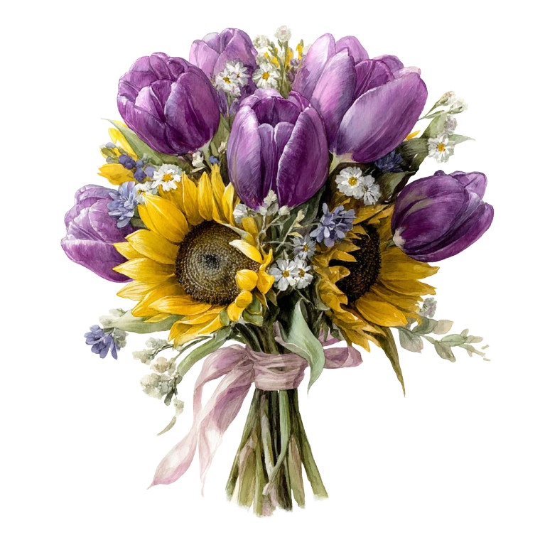 Purple Tulip Bouquet Vinyl Car Decal Sticker – Waterproof & UV-Resistant 8"