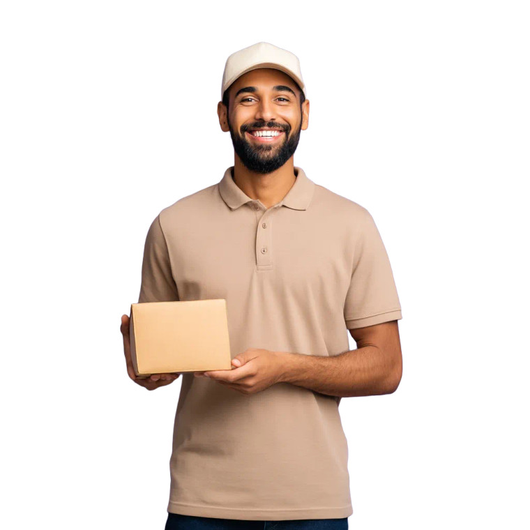 Smiling Delivery Man Vinyl Car Decal Sticker – Waterproof & UV-Resistant 8"