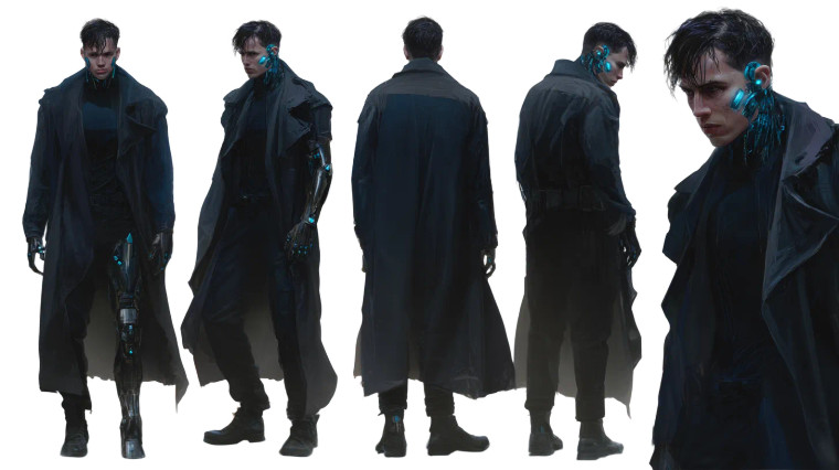 Cyberpunk Agent Turnaround Vinyl Car Decal Sticker – Waterproof & UV-Resistant 8"