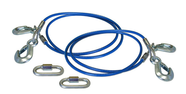 Roadmaster Trailer Safety Cable | 6000lb Rated | 64" Length | Galvanized Steel | Double Snap Hook | Set Of 2