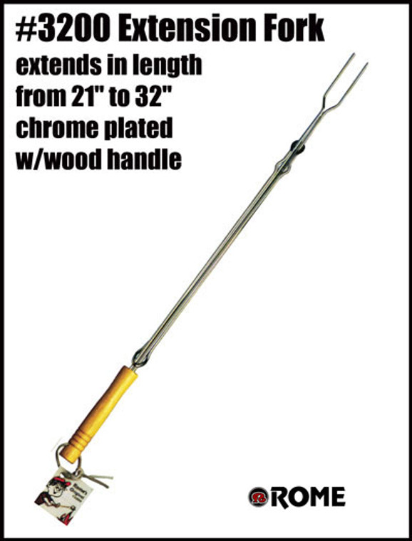 Ultimate Campfire Roasting Fork | Extends 21-32 Inches | Chrome Plated Steel | Wood Handle