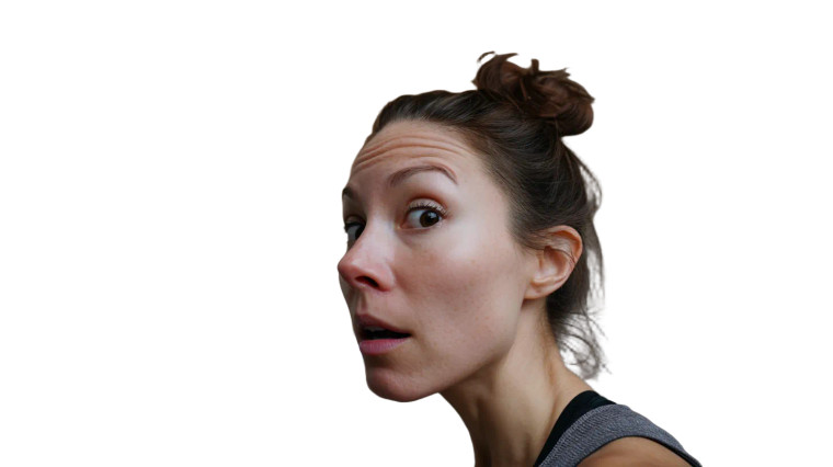 Surprised Woman Staircase Vinyl Car Decal Sticker – Waterproof & UV-Resistant 8"