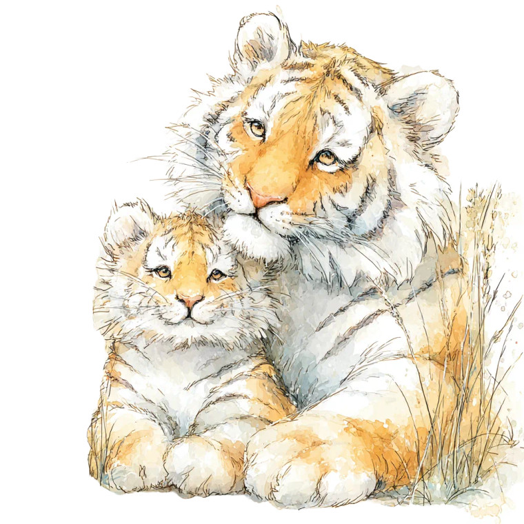 Tiger And Cubs Vinyl Car Decal Sticker – Waterproof & UV-Resistant 8"