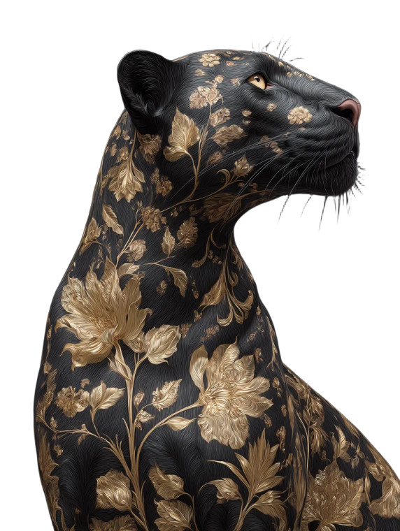 Floral Panther Portrait V2 Vinyl Car Decal Sticker – Waterproof & UV-Resistant 8"