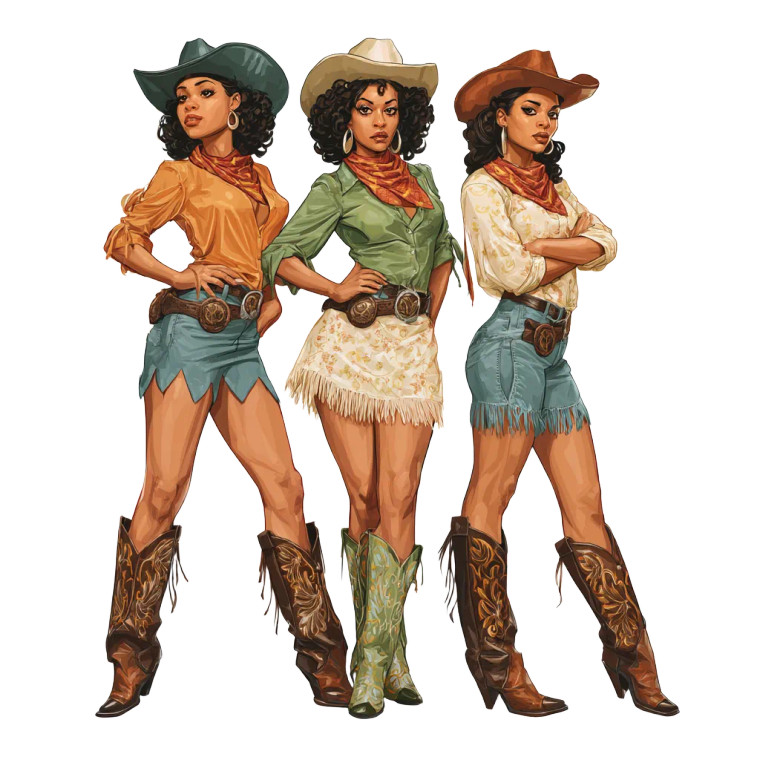 African Cowgirl Trio Vinyl Car Decal Sticker – Waterproof & UV-Resistant 8"
