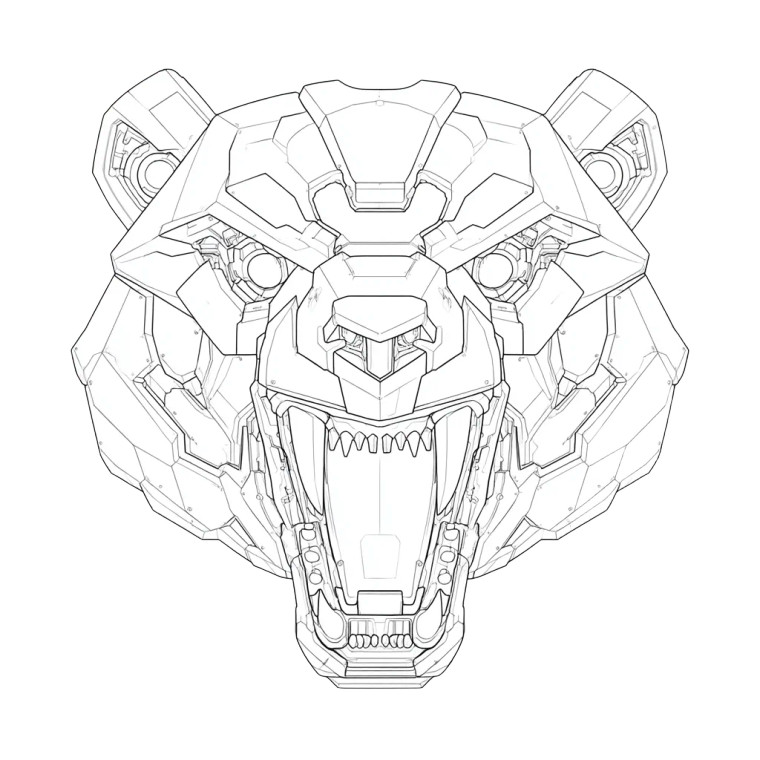 Robotic Grizzly Head Vinyl Car Decal Sticker – Waterproof & UV-Resistant 8"