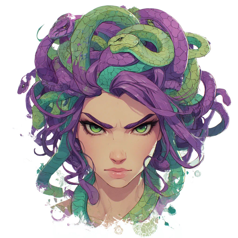 Medusa Illustration Vinyl Car Decal Sticker – Waterproof & UV-Resistant 8"
