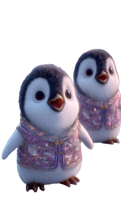 Chibi Penguins Outfits Vinyl Car Decal Sticker – Waterproof & UV-Resistant 8"