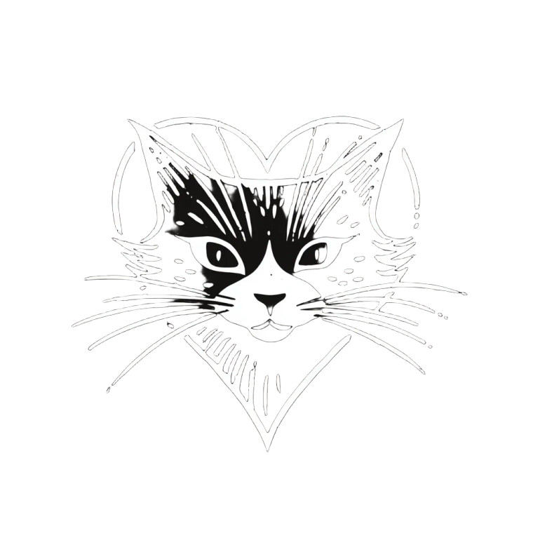 Heart Cat Logo Vinyl Car Decal Sticker – Waterproof & UV-Resistant 8"