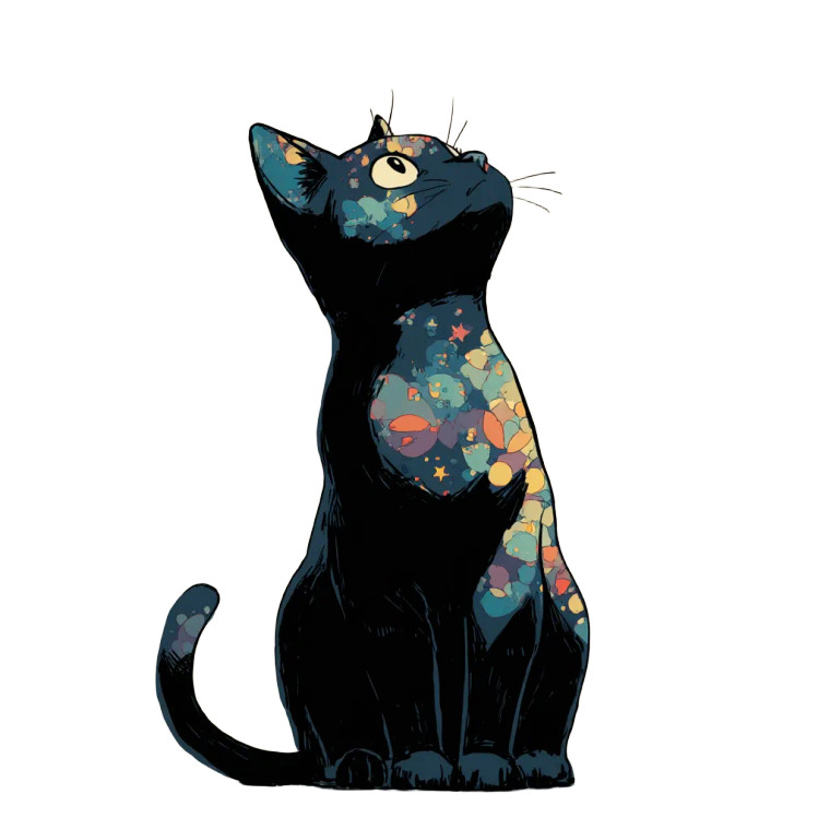 Cute Starry Cat Vinyl Car Decal Sticker – Waterproof & UV-Resistant 8"