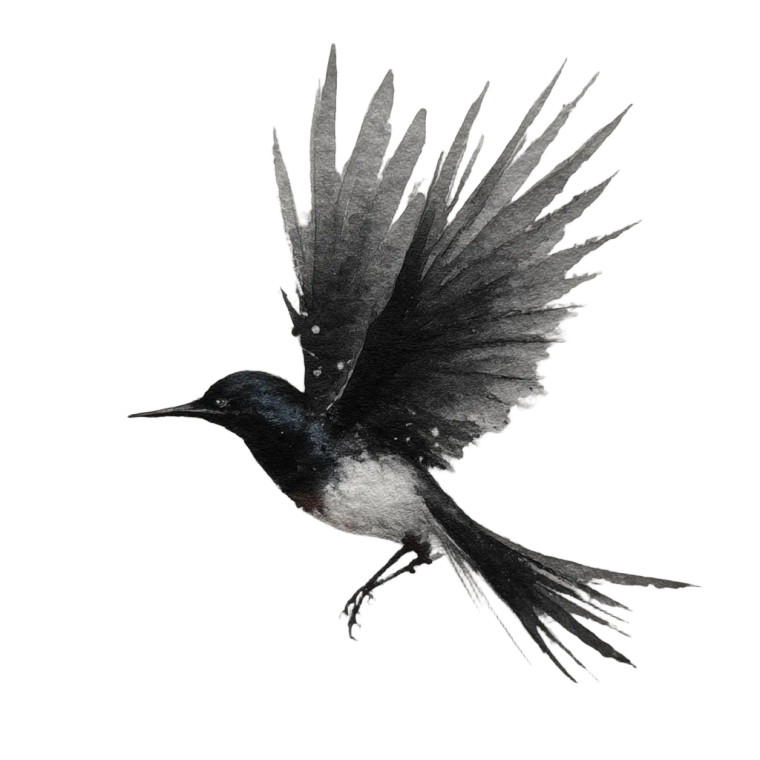 Ink-Wash Bird Vinyl Car Decal Sticker – Waterproof & UV-Resistant 8"