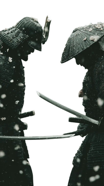 Clashing Samurai Warriors Vinyl Car Decal Sticker – Waterproof & UV-Resistant 8"