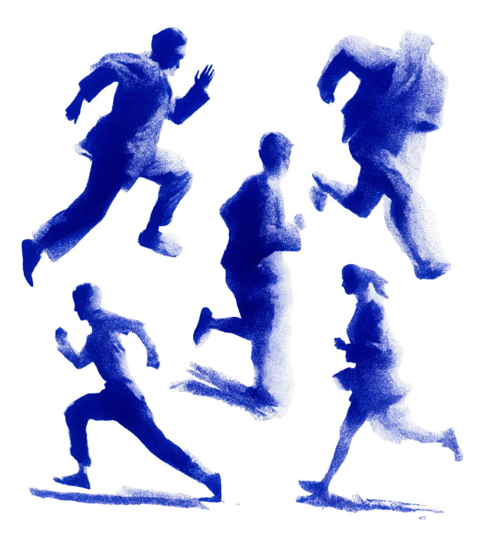 Minimalist Running Figures Vinyl Car Decal Sticker – Waterproof & UV-Resistant 8"