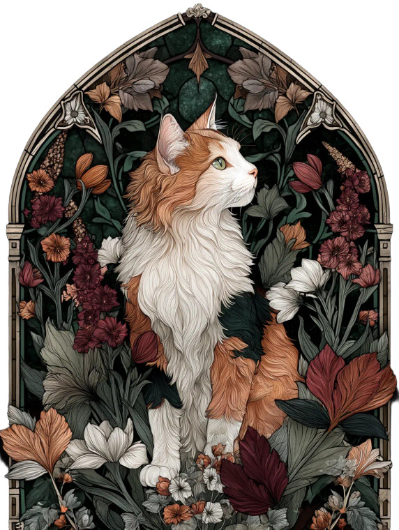 Stained Glass Cat V2 Vinyl Car Decal Sticker – Waterproof & UV-Resistant 8"