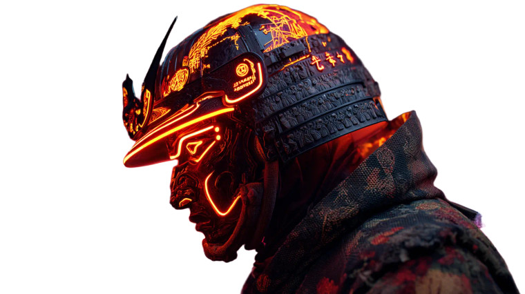 Cyber Samurai Warrior V2 Vinyl Car Decal Sticker – Waterproof & UV-Resistant 8"