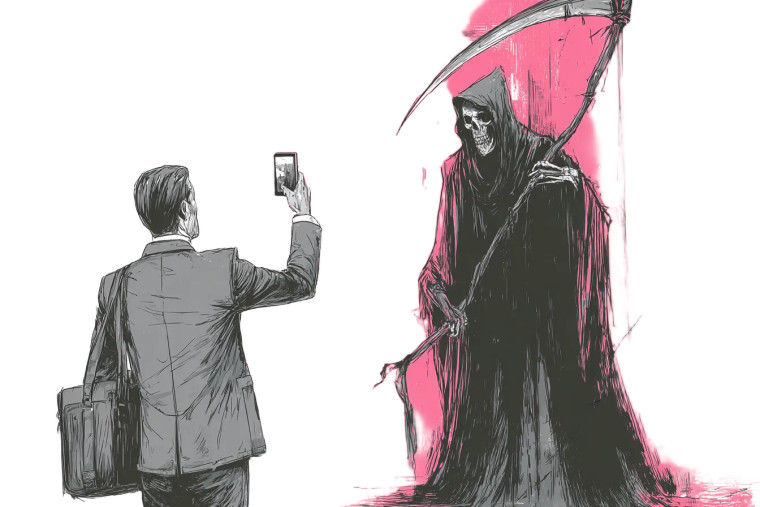 Grim Reaper Encounter Vinyl Car Decal Sticker – Waterproof & UV-Resistant 8"