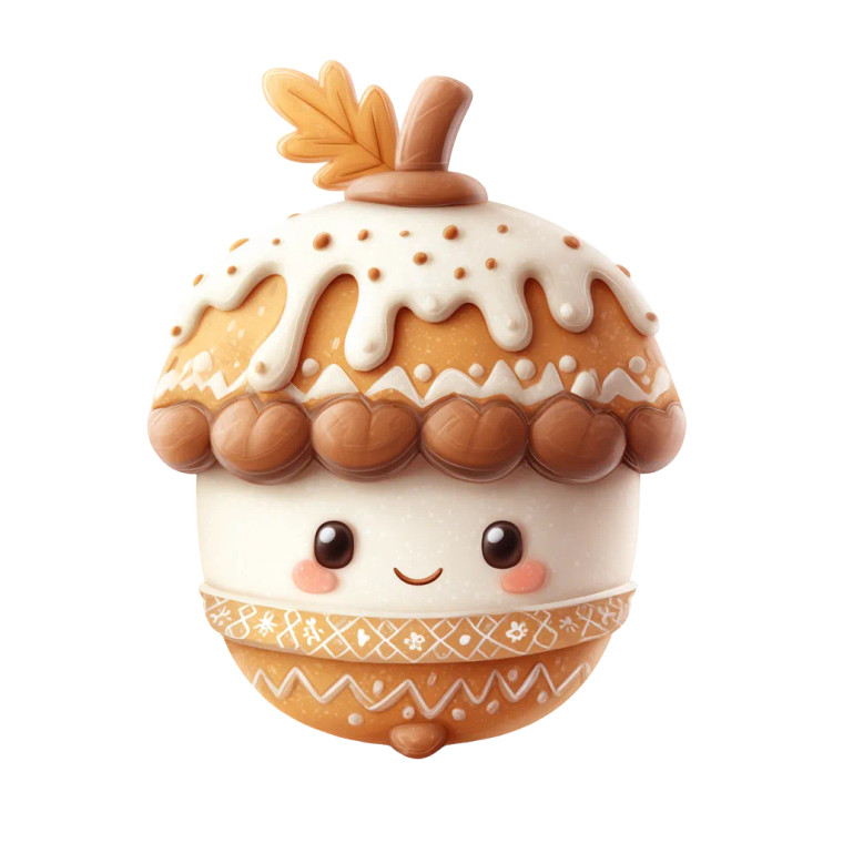 Acorn Gingerbread Cookie Vinyl Car Decal Sticker – Waterproof & UV-Resistant 8"