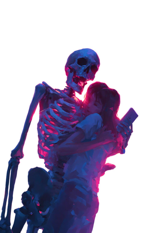 Horror Skeleton Hug Vinyl Car Decal Sticker – Waterproof & UV-Resistant 8"