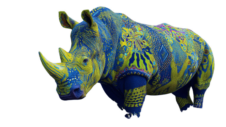 Psychedelic Safari Rhino Vinyl Car Decal Sticker – Waterproof & UV-Resistant 8"