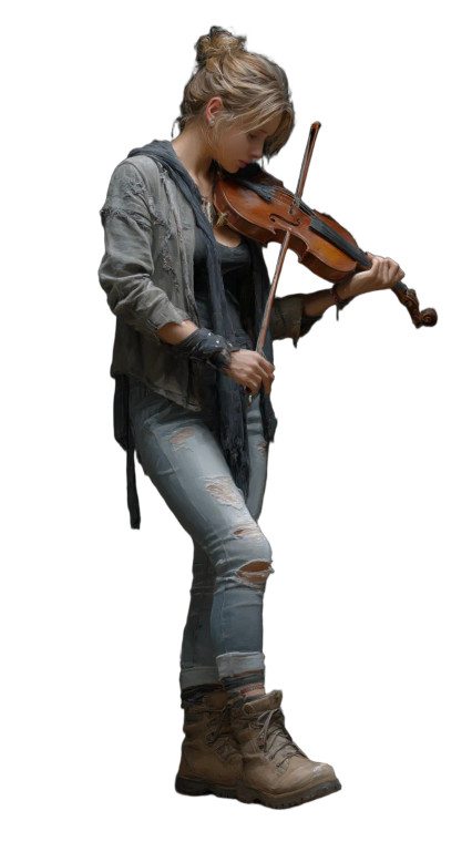 Girl Playing Fiddle Vinyl Car Decal Sticker – Waterproof & UV-Resistant 8"