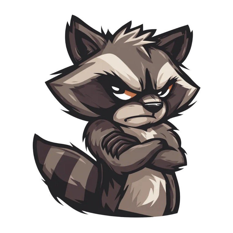 Angry Raccoon Vector Vinyl Car Decal Sticker – Waterproof & UV-Resistant 8"