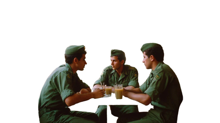 Soldiers In Café Vinyl Car Decal Sticker – Waterproof & UV-Resistant 8"