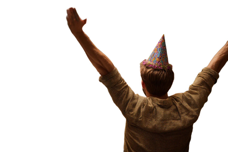 Young Man Celebrating Vinyl Car Decal Sticker – Waterproof & UV-Resistant 8"