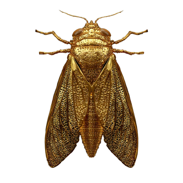 Golden Cicada Vinyl Car Decal Sticker – Waterproof & UV-Resistant 8"