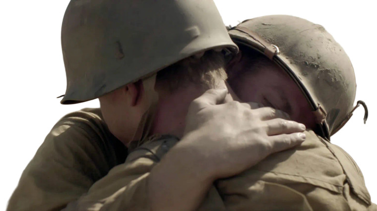 Soldiers Hugging Vinyl Car Decal Sticker – Waterproof & UV-Resistant 8"