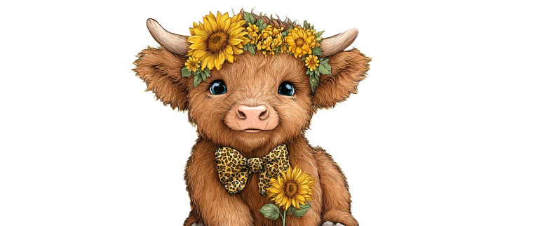 Baby Highland Cow V3 Vinyl Car Decal Sticker – Waterproof & UV-Resistant 8"