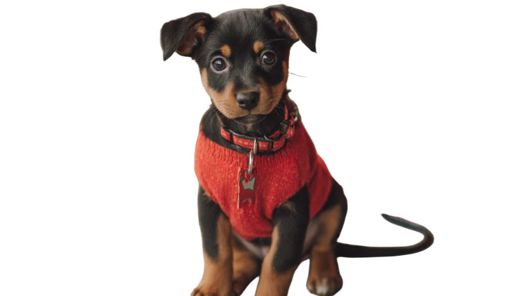 Puppy In Sweater Vinyl Car Decal Sticker – Waterproof & UV-Resistant 8"