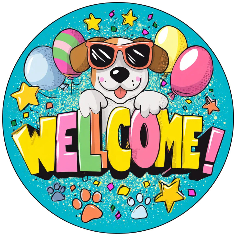 Welcome Pet Sign Vinyl Car Decal Sticker – Waterproof & UV-Resistant 8"