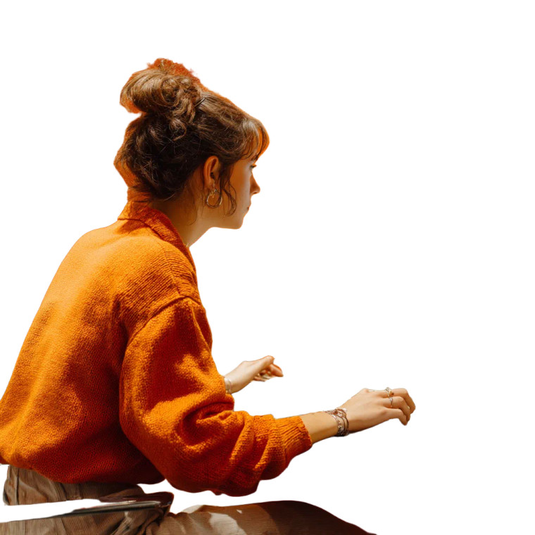 Young Lady Computing Vinyl Car Decal Sticker – Waterproof & UV-Resistant 8"