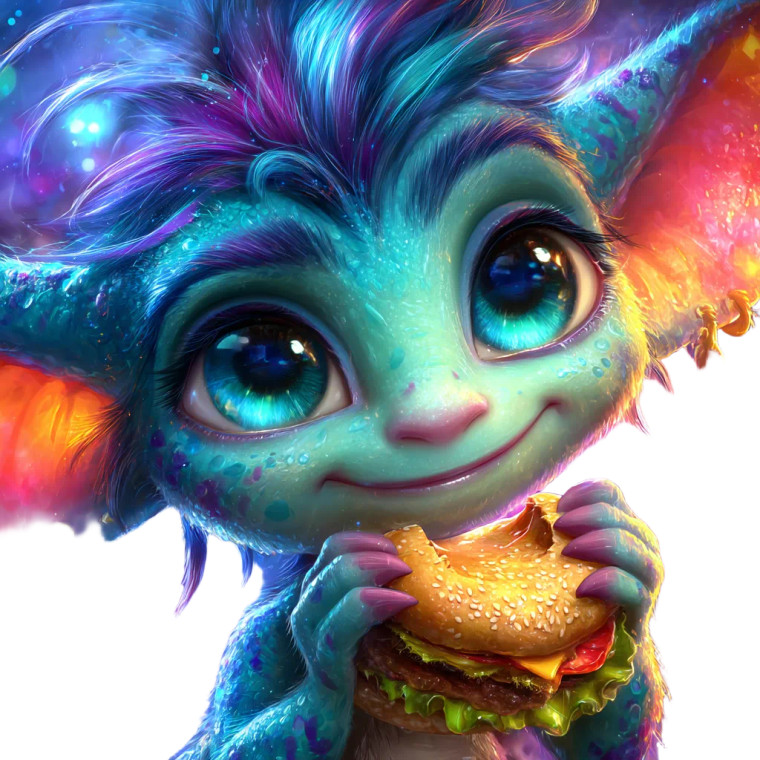 Cute Gremlin Eating Vinyl Car Decal Sticker – Waterproof & UV-Resistant 8"