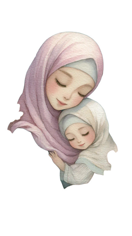 Hijabi Mother Baby Vinyl Car Decal Sticker – Waterproof & UV-Resistant 8"