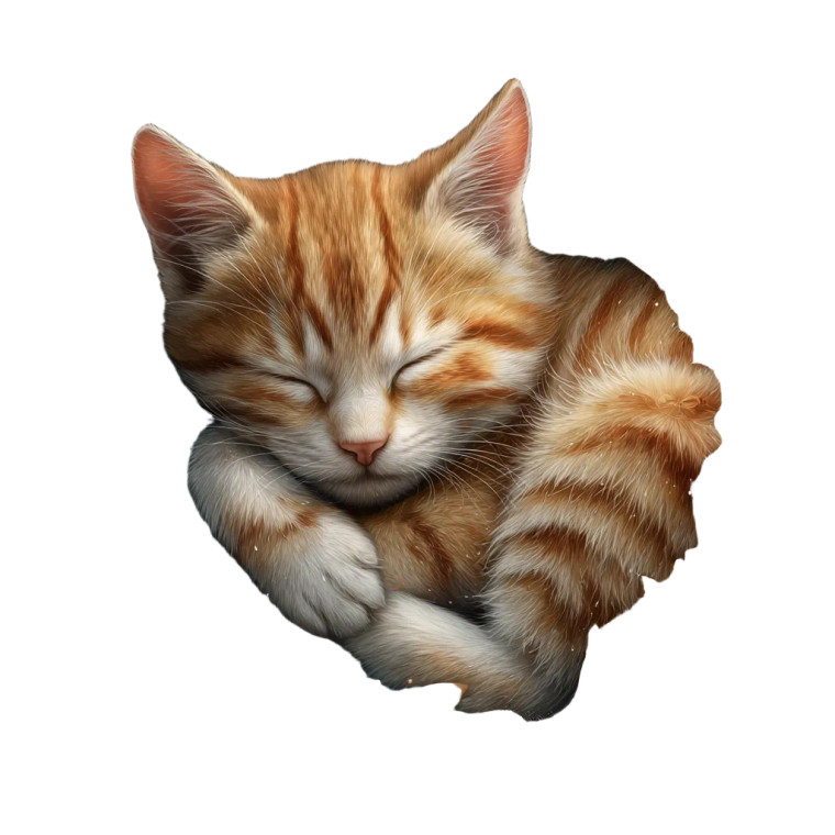 Sleeping Striped Kitten V2 Vinyl Car Decal Sticker – Waterproof & UV-Resistant 8"