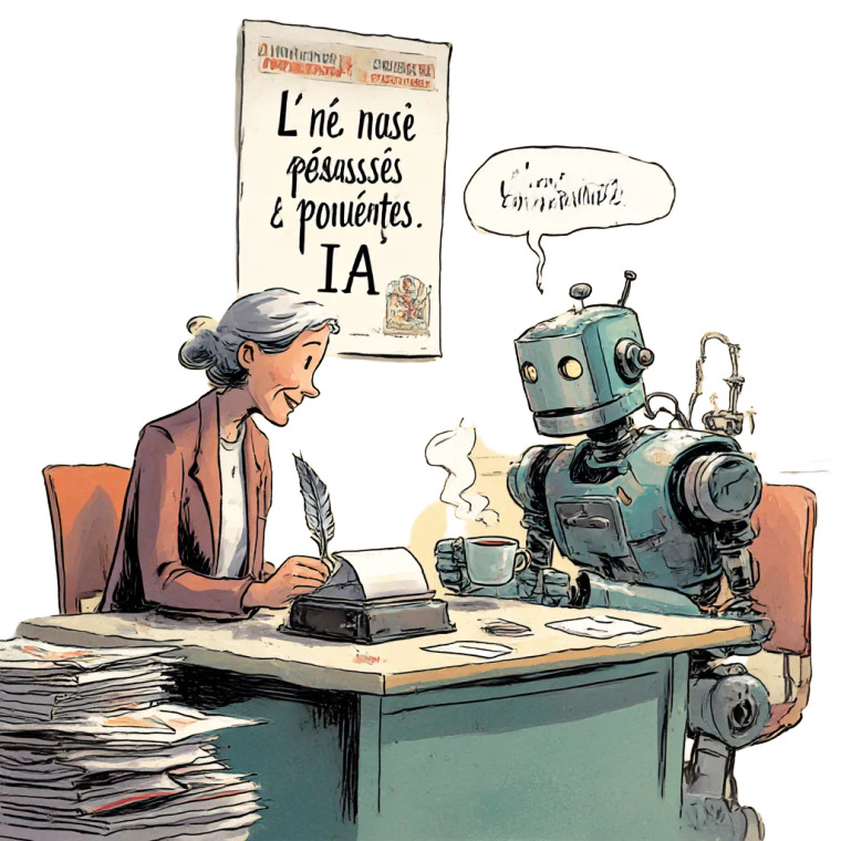 Journalist And Robot Vinyl Car Decal Sticker – Waterproof & UV-Resistant 8"