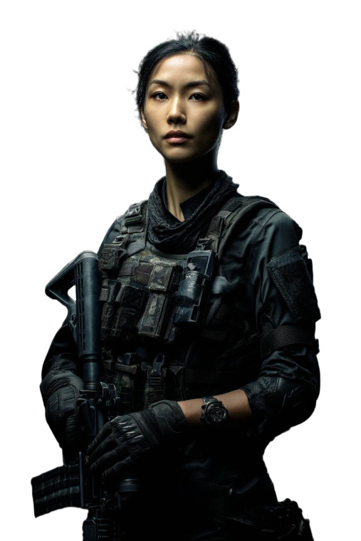 Asian Mercenary Portrait Vinyl Car Decal Sticker – Waterproof & UV-Resistant 8"