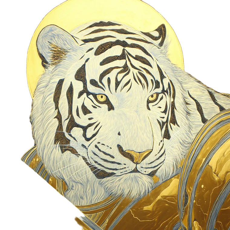 Divine Armored Tiger Vinyl Car Decal Sticker – Waterproof & UV-Resistant 8"