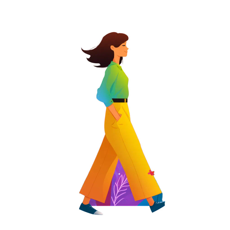 Happy Woman Walking Vinyl Car Decal Sticker – Waterproof & UV-Resistant 8"