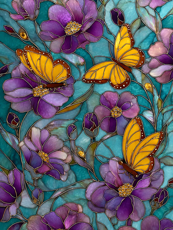 Stained Glass Butterflies V2 Vinyl Car Decal Sticker – Waterproof & UV-Resistant 8"