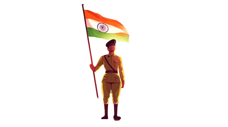 Indian Soldier Illustration Vinyl Car Decal Sticker – Waterproof & UV-Resistant 8"